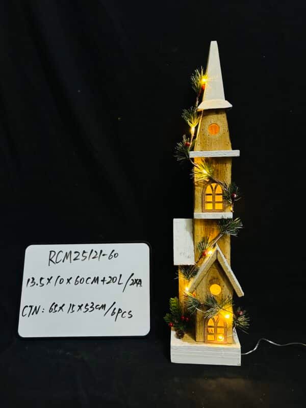 60CM Lighted Snowy Church Christmas Tabletop Decoration