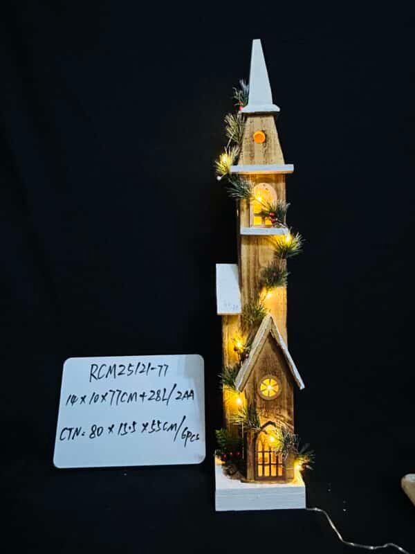 77CM Lighted Snowy Church Christmas Tabletop Decoration