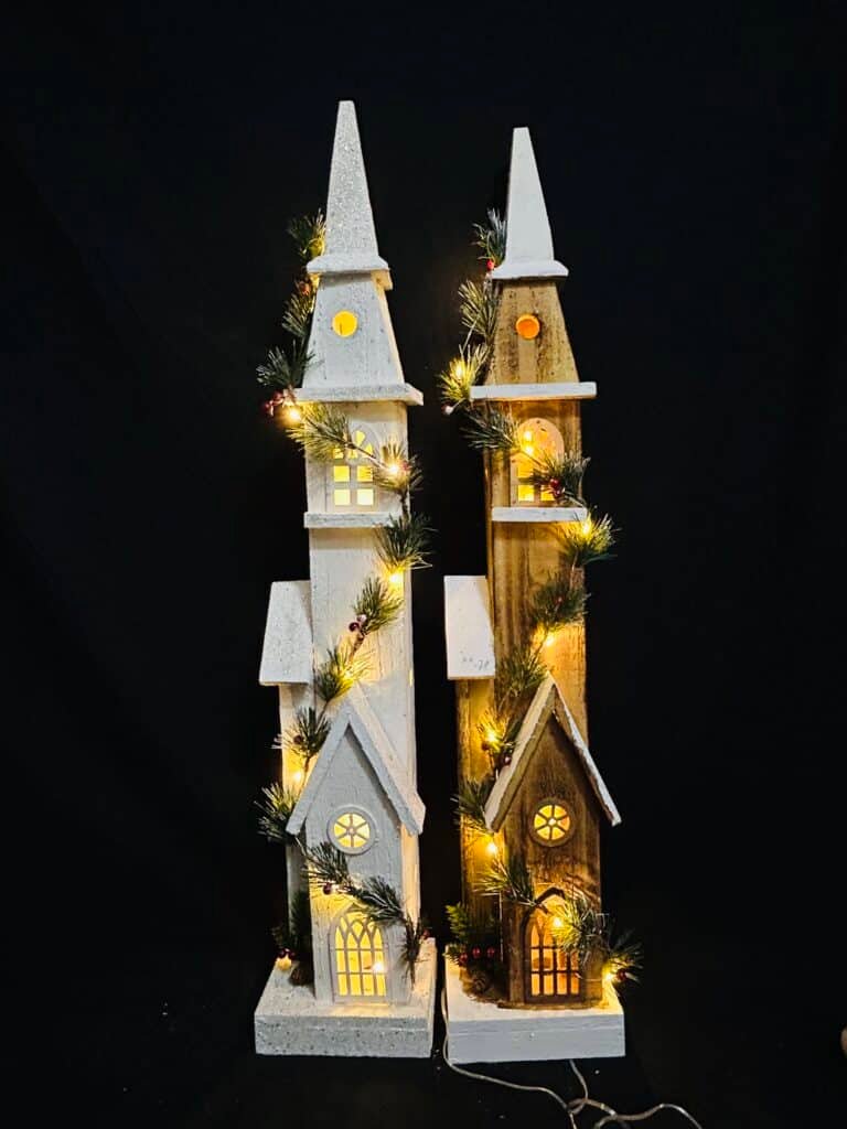 77CM Lighted Snowy Church Christmas Tabletop Decoration