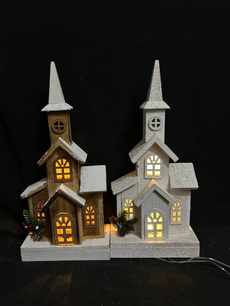 Christmas Tabletop LED Lighted Decorations, Wooden Table Decor