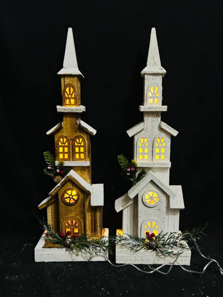 Rustic Wood Light Up Cottage House with Window – Decorative LED Lighted Christmas Village Country Farmhouse Home Decor – Tabletop, Mantel, Desk, Shelf Decoration