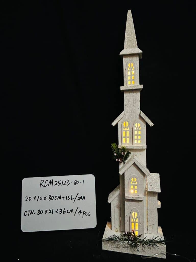 80CM Rustic Wood Light Up Cottage House with Window – Decorative LED Lighted Christmas Village Country Farmhouse Home Decor – Tabletop, Mantel, Desk, Shelf Decoration