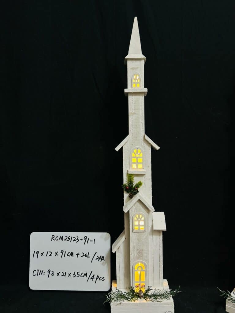 91CM Rustic Wood Light Up Cottage House with Window – Decorative LED Lighted Christmas Village Country Farmhouse Home Decor – Tabletop, Mantel, Desk, Shelf Decoration