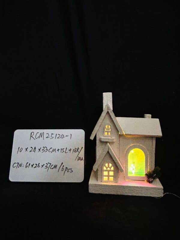 Lighted Christmas Village Houses, Christmas Village Lighted Ornament, Wooden Mini Lighted Christmas Winter Scene Village Houses Set with Figurines for Christmas Holiday Decor