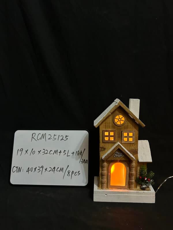 Christmas LED Light Wooden House, Wood Village LED Luminous House, Christmas Village House Cabin Crafts Decorations