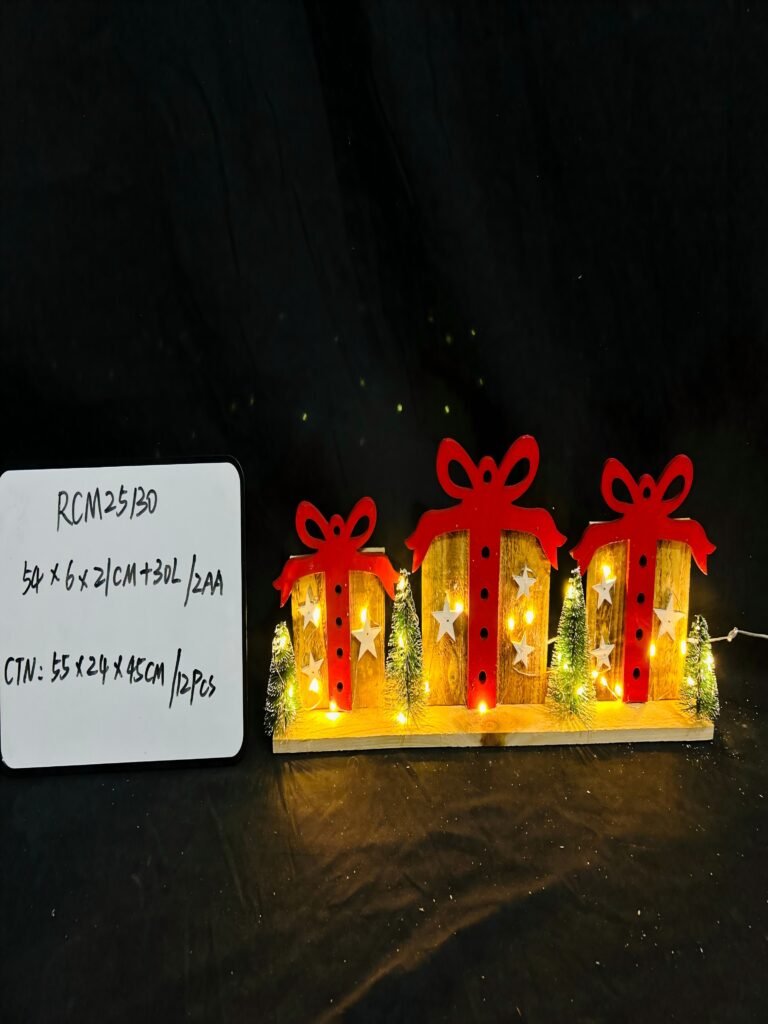 2025 Christmas Wooden Gifts Box Decor Christmas Table Centerpieces