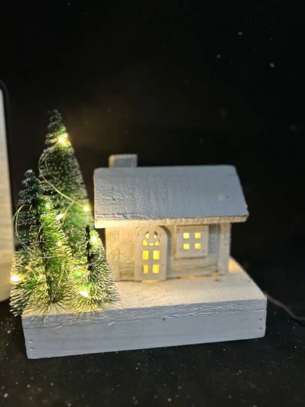 Christmas Glowing Wooden Houses Chic Xmas Tabletop Adornments