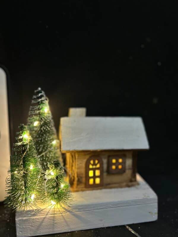 Christmas Glowing Wooden Houses Chic Xmas Tabletop Adornments