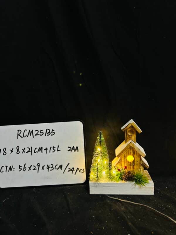 Christmas Light Up Wooden House Wooden Christmas Village Luminous Ornaments, Mini Houses Desktop Decorations