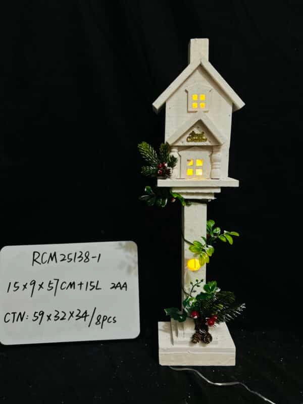 Xmas Street Lamp Prop Wooden Handicraft for Holiday Decor for Christmas Scene Layout and Festive Home Decoration