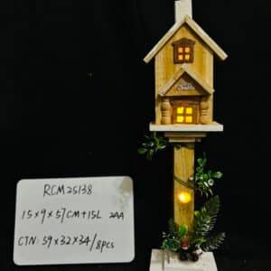 Xmas Street Lamp Prop Wooden Handicraft for Holiday Decor for Christmas Scene Layout and Festive Home Decoration