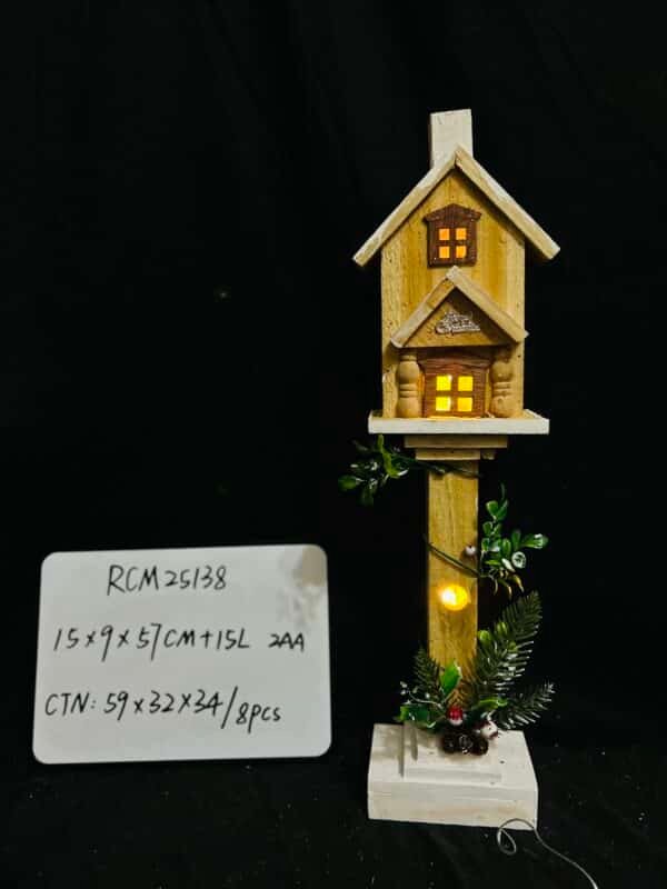 Xmas Street Lamp Prop Wooden Handicraft for Holiday Decor for Christmas Scene Layout and Festive Home Decoration