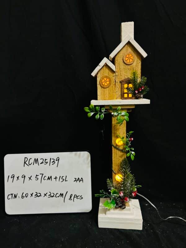 Wholesale Wooden Christmas Streetlamp Model for Home Desktop Decor Creative Holiday Adornment for Living Room Study and Office Natural Material