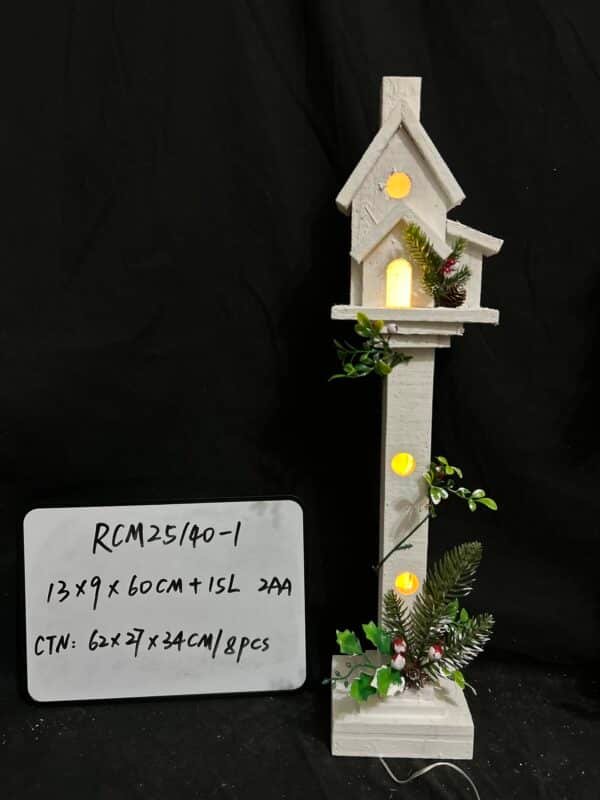 Wooden Christmas Streetlamp Model for Home Desktop Decor Creative Holiday Adornment for Living Room Study and Office Natural Material