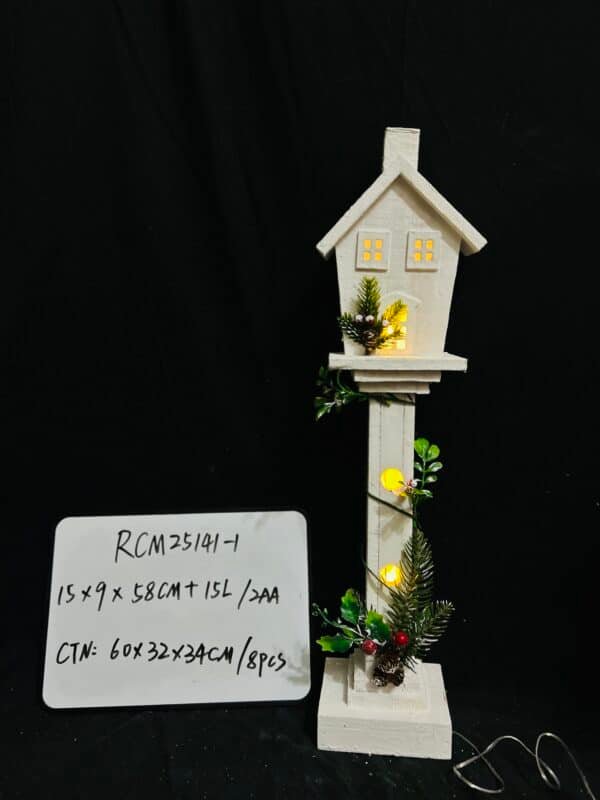 1pc Christmas Streetlamp Model Wooden Decor for Home Creative Xmas Tabletop Adornment for Holiday Scene Layout and Festive Atmosphere