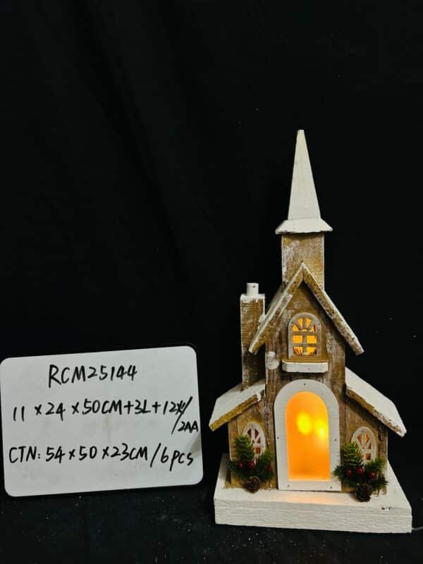 New arrive Christmas Wood Village Christmas Luminous Wooden House