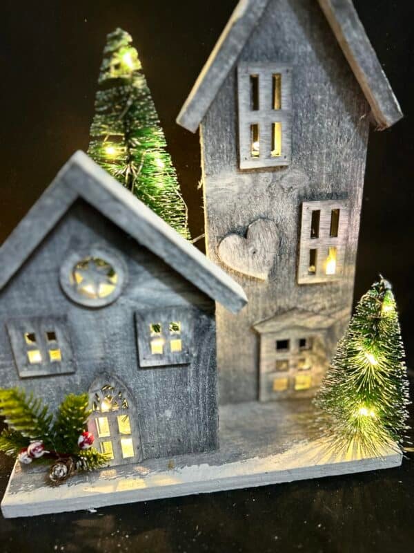 Lighted Wooden Snow Village for Christmas Tabletop Decor