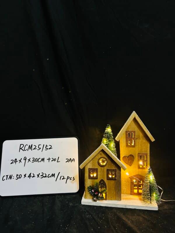 Lighted Wooden Snow Village for Christmas Tabletop Decor