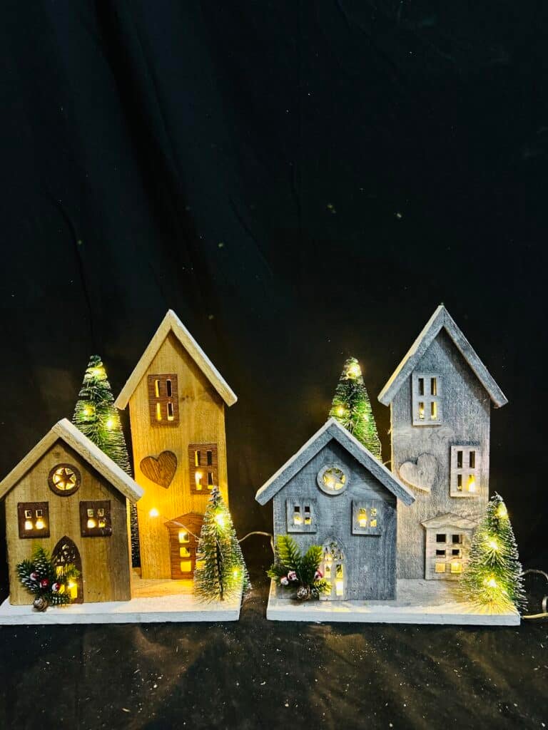 Lighted Wooden Snow Village for Christmas Tabletop Decor