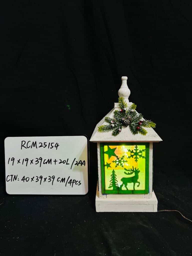 Wooden Christmas Lantern,Decor Festive Holiday Rustic Home Gifts for Indoor / Outdoor (Xmas)