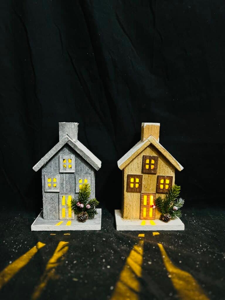 LED Light up Wooden Christmas House Village Decorations