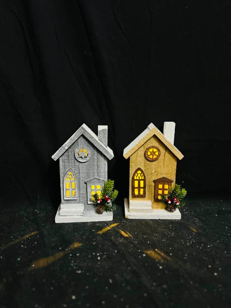Wood Xmas House Wood Chalet Tree Ornaments Christmas Table Centerpieces