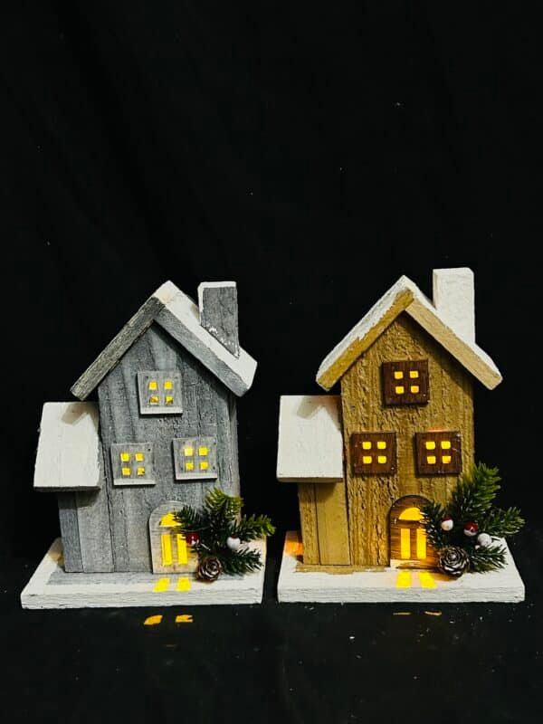 Wooden House Crafts with LED Lights Wooden Glow Cabin Decorations