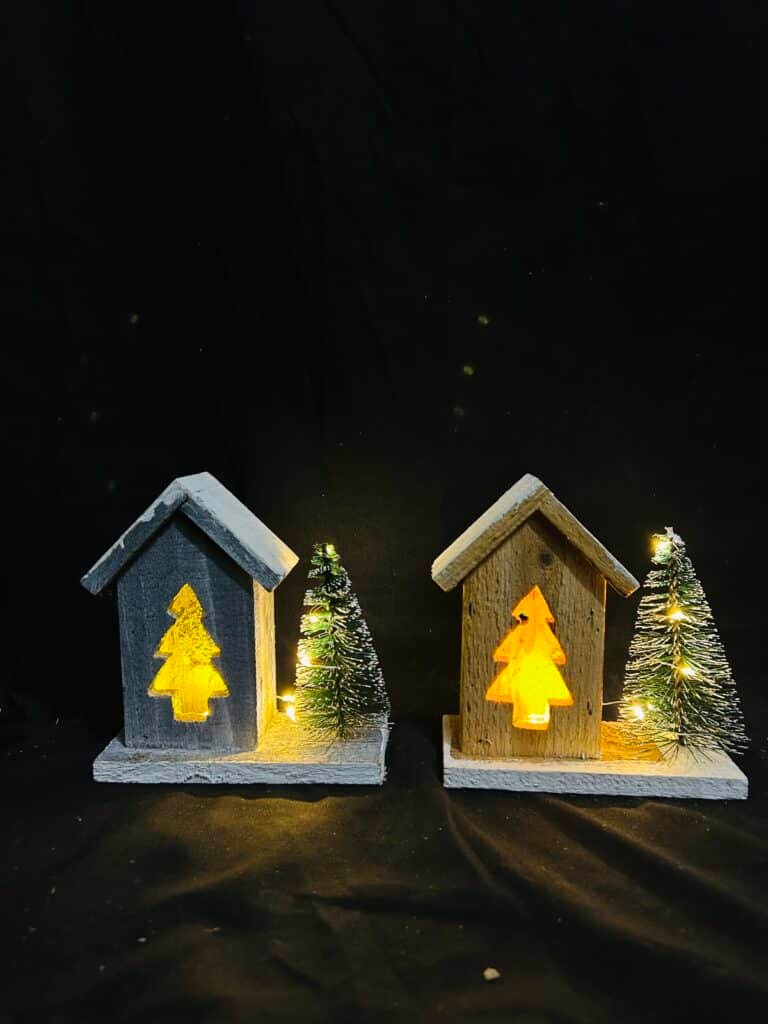 LED Lighted Wooden House Crafts Gift for Winter Xmas Party Decorations