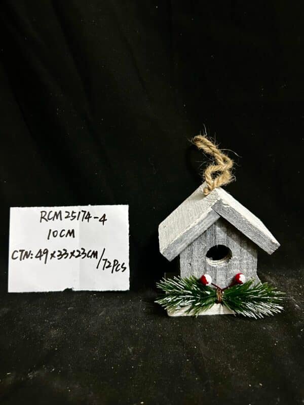 Christmas House Ornament Wooden Decorations Christmas Tree Hanging Ornaments Xmas Painted Wood Pendants for Holiday Decor