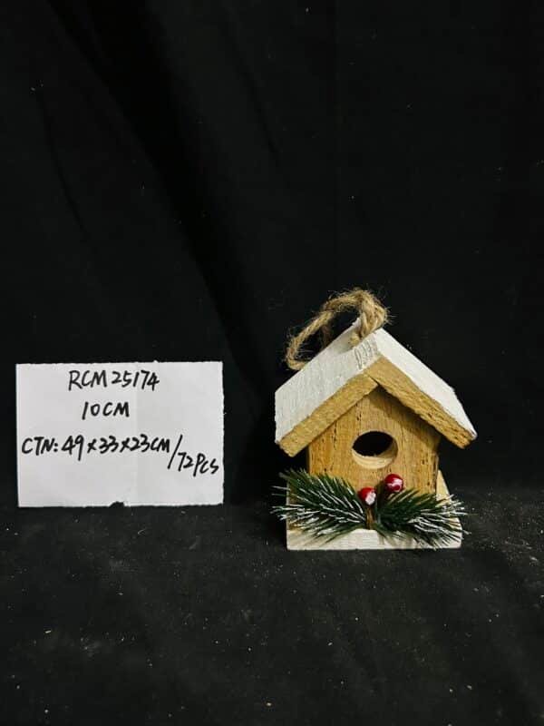 Christmas House Ornament Wooden Decorations Christmas Tree Hanging Ornaments Xmas Painted Wood Pendants for Holiday Decor