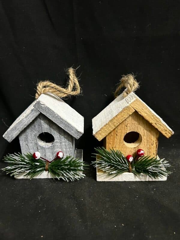 Christmas House Ornament Wooden Decorations Christmas Tree Hanging Ornaments Xmas Painted Wood Pendants for Holiday Decor