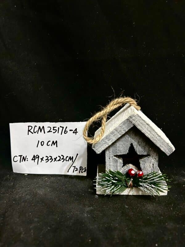 Cute House Wooden Christmas Ornaments for Tree Decorations - Brown Room Hanging Ornaments