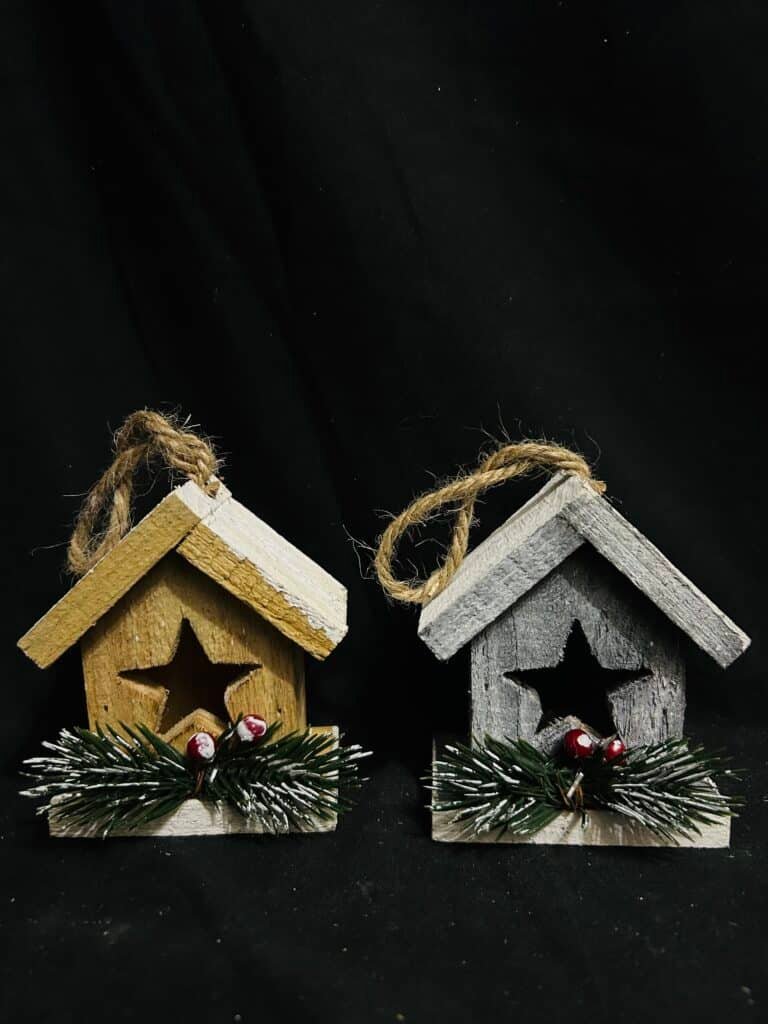 Cute House Wooden Christmas Ornaments for Tree Decorations - Brown Room Hanging Ornaments