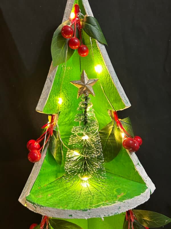 Newest Wooden Christmas Trees Rustic Tabletop Decoration with Christmas LED Farmhouse Wooden Xmas Centerpiece Christmas Tree Sign Centerpieces for Table Home Decor