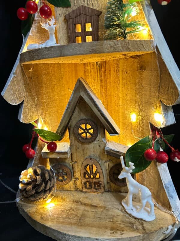 Newest Wooden Christmas Trees Rustic Tabletop Decoration with Christmas LED Farmhouse Wooden Xmas Centerpiece Christmas Tree Sign Centerpieces for Table Home Decor