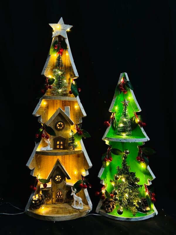 Wooden Christmas Trees Rustic Tabletop Decoration with Christmas LED Farmhouse Wooden Xmas Centerpiece Christmas Tree Sign Centerpieces for Table Home Decor