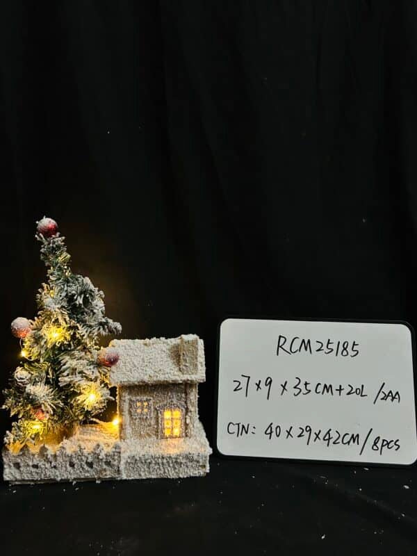 LED Lighted Wooden Snow Village Houses for Christmas Tabletop Decor
