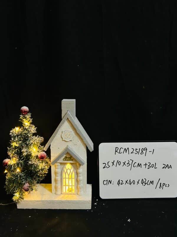 New Design Decorative LED Light Up Rustic Wood Church