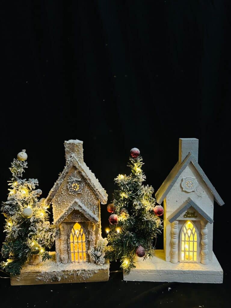 Decorative LED Light Up Rustic Wood Church