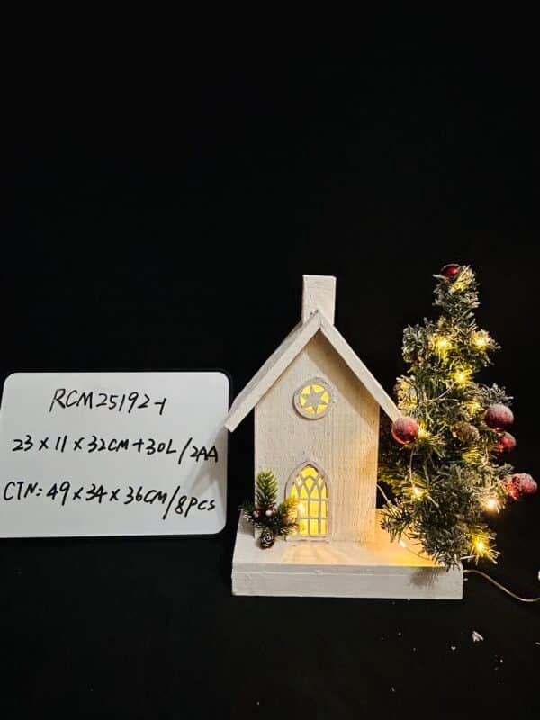 Wooden LED Christmas Village Rustic Tabletop Decoration Centerpiece