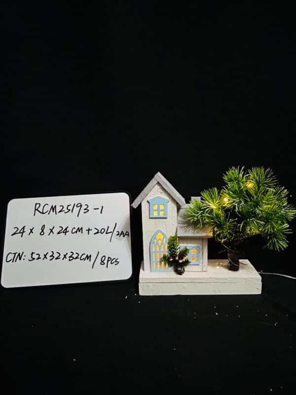 Light- Up Cristmas House Ornament LED Wooden Lighted Christmas Village House Model Ornaments Lighted Holiday Christmas Decoration