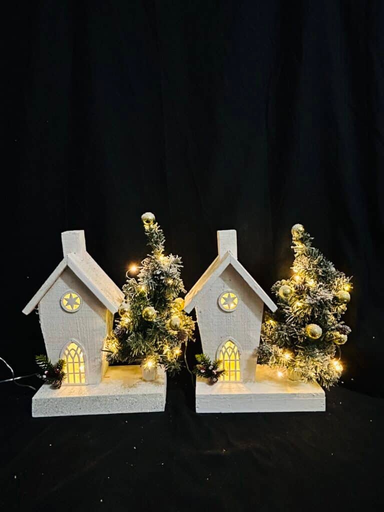 LED Light up Wooden Christmas House Village Decorations Christmas Table Centerpieces