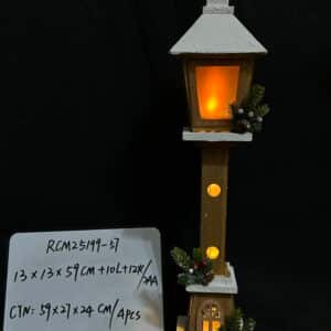 Wooden Street Lamp LED Christmas Light Ornament - Warm White