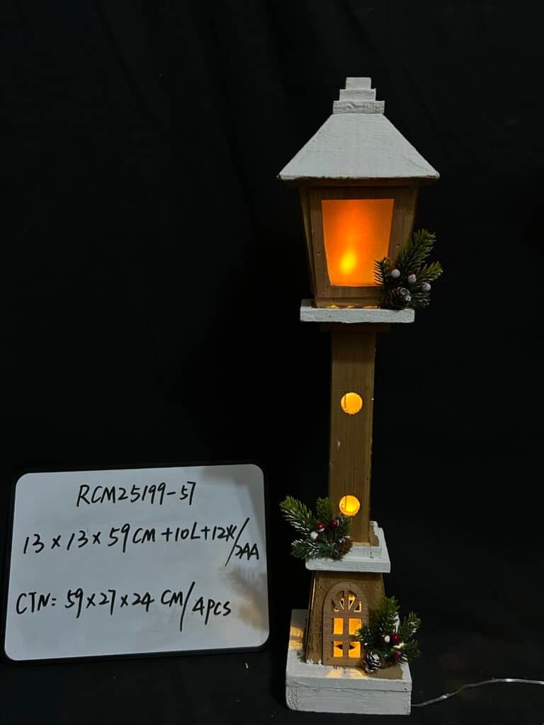 Wooden Street Lamp LED Christmas Light Ornament - Warm White