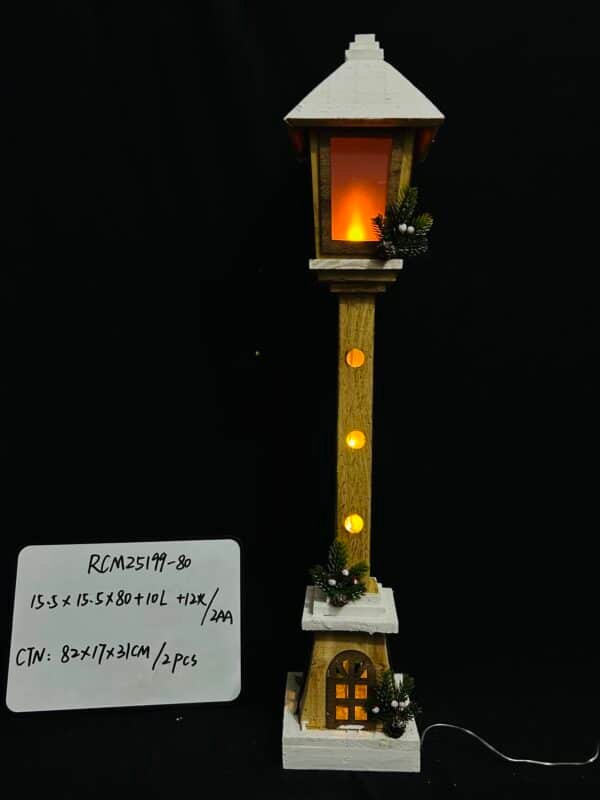 80CM Wooden Street Lamp LED Christmas Light Ornament - Warm White