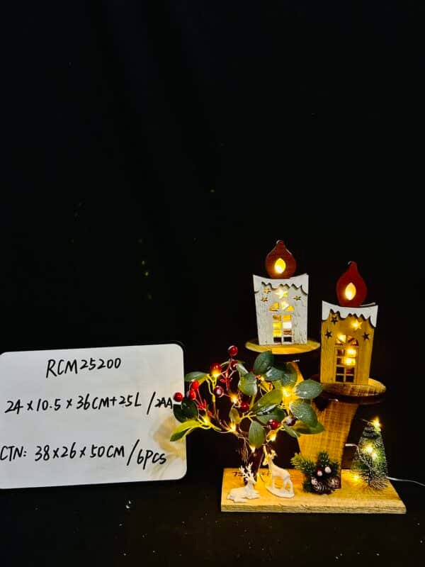 Wooden Christmas LED Candle Landscape Light Decoration
