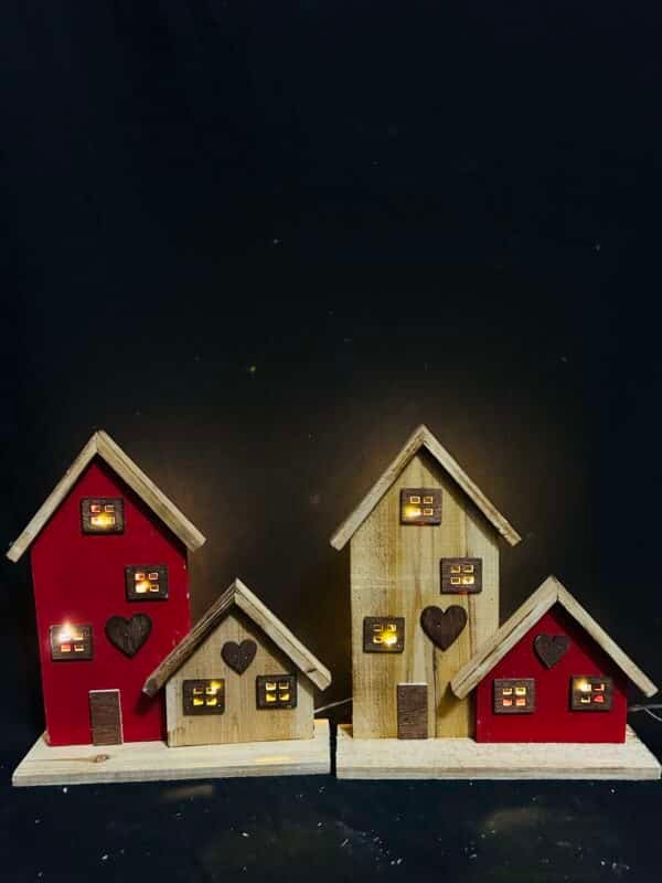 Christmas Village Sets Wood Village Houses for Kids Adult Christmas Mini Wooden House Crafts Gift for Winter Xmas Party Decorations