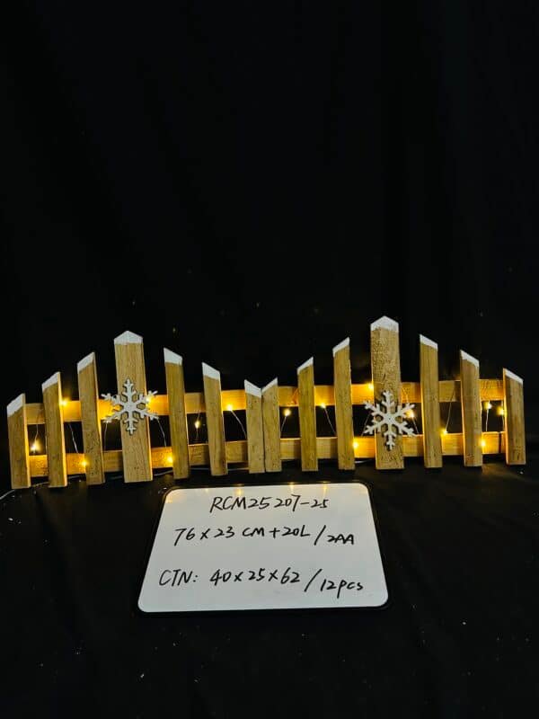 Christmas Wooden Tree Fence with LED String Light Xmas Wooden Picket Fence Holiday Indoor Garden Fence for Christmas Tree Garden Grass Lawn Party Decorations