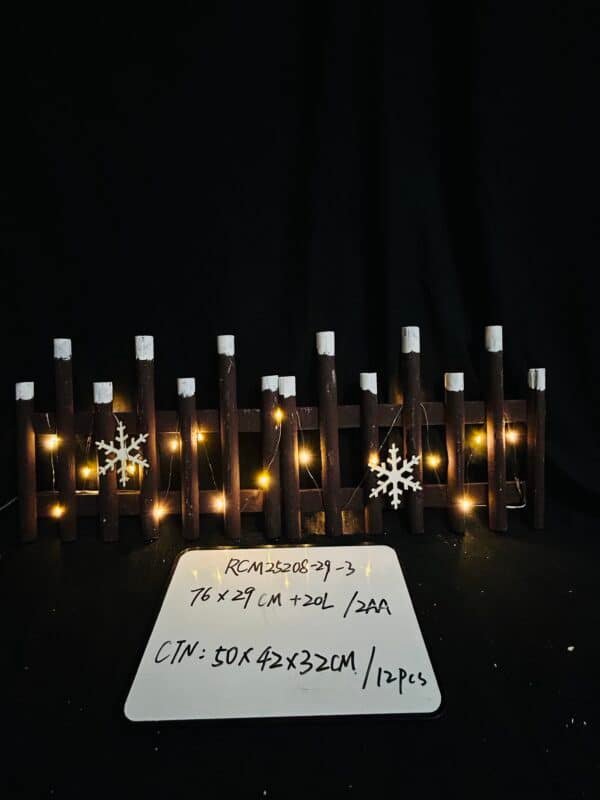 29CM Height Christmas Wooden Picket Fence, Wood Christmas Tree Fence Garden Picket Fence for Christmas Tree Wedding Party Decoration